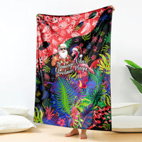 Christmas In July Flamingo Blanket Magic Santa Claus Festive Tropical Hawaiian Beach Birds