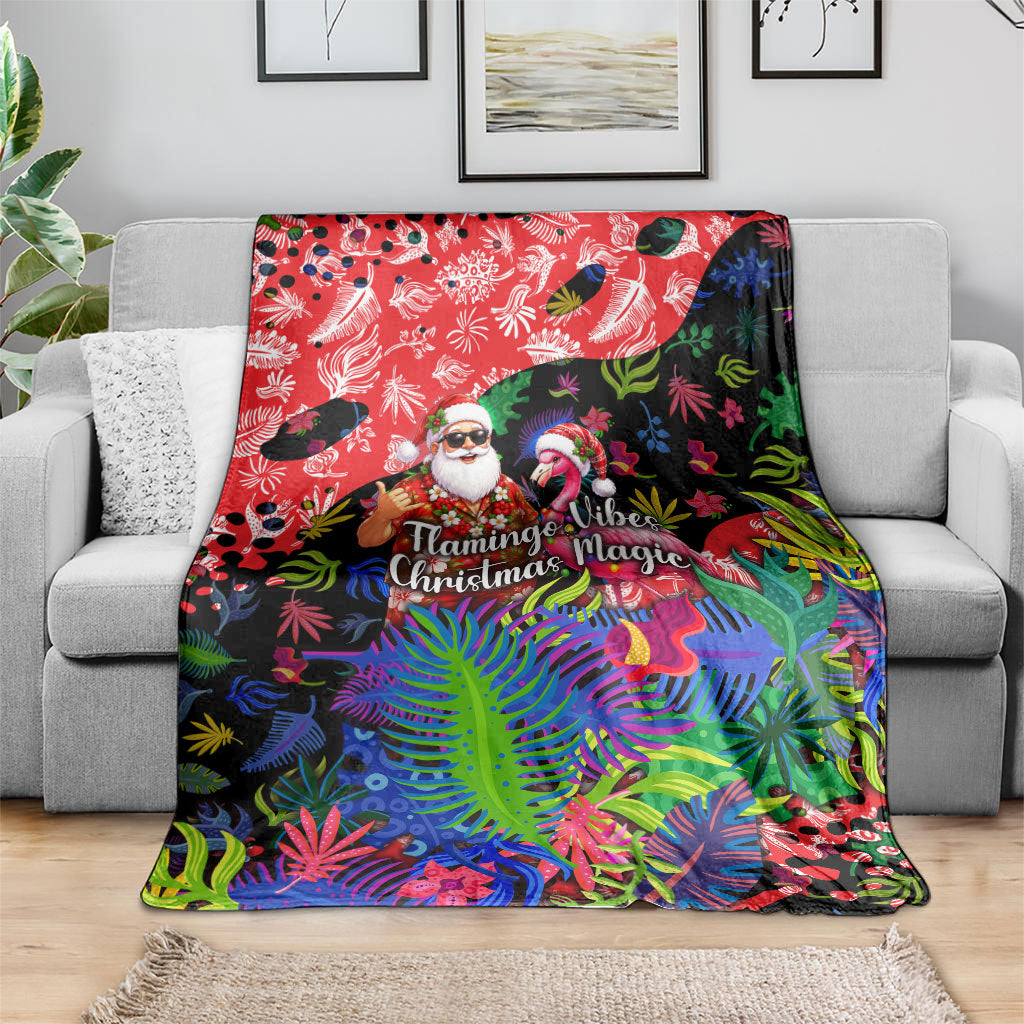 Christmas In July Flamingo Blanket Magic Santa Claus Festive Tropical Hawaiian Beach Birds
