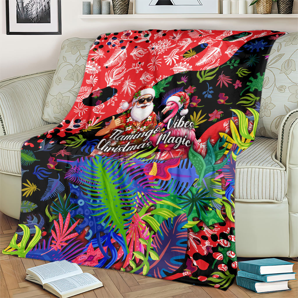 Christmas In July Flamingo Blanket Magic Santa Claus Festive Tropical Hawaiian Beach Birds