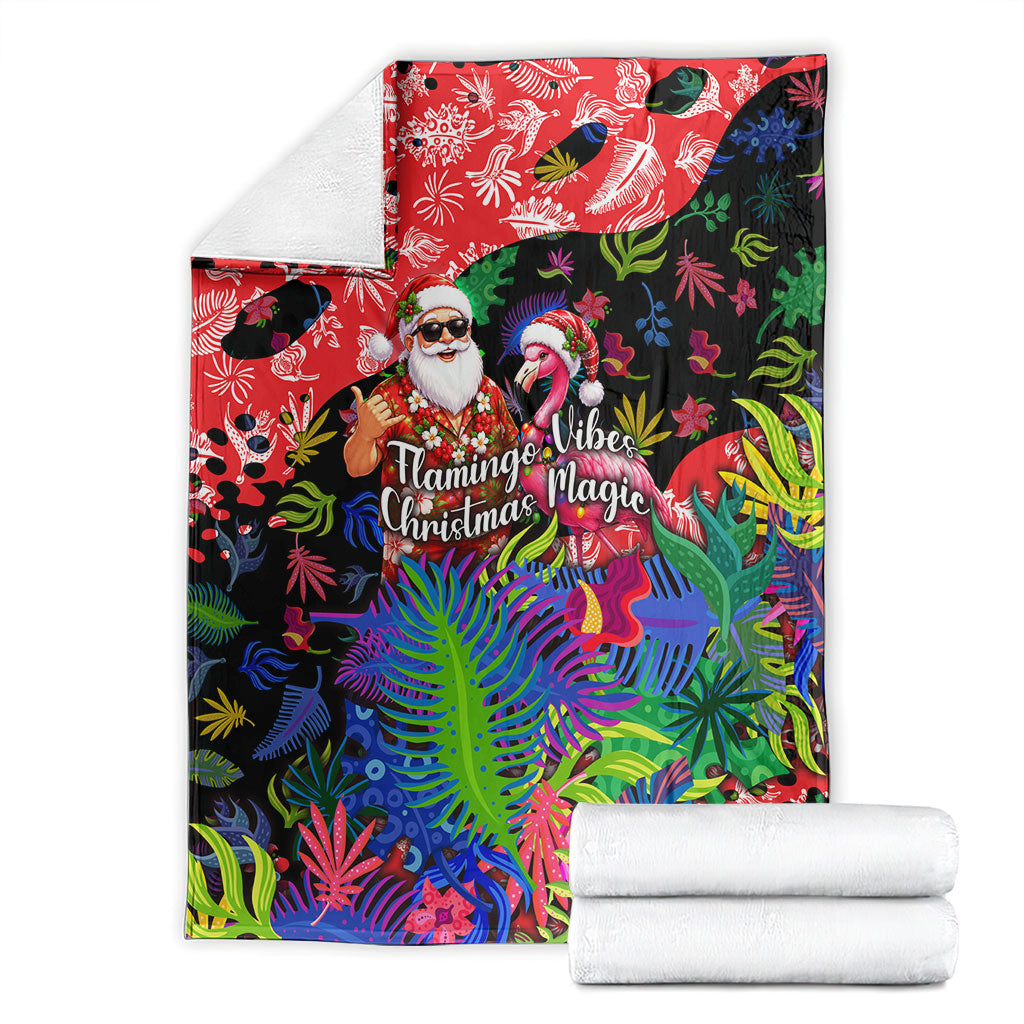 Christmas In July Flamingo Blanket Magic Santa Claus Festive Tropical Hawaiian Beach Birds