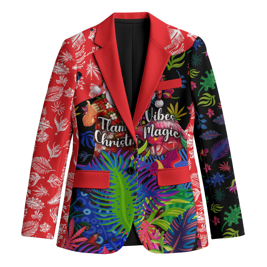 Christmas In July Flamingo Blazer Magic Santa Claus Festive Tropical Hawaiian Beach Birds