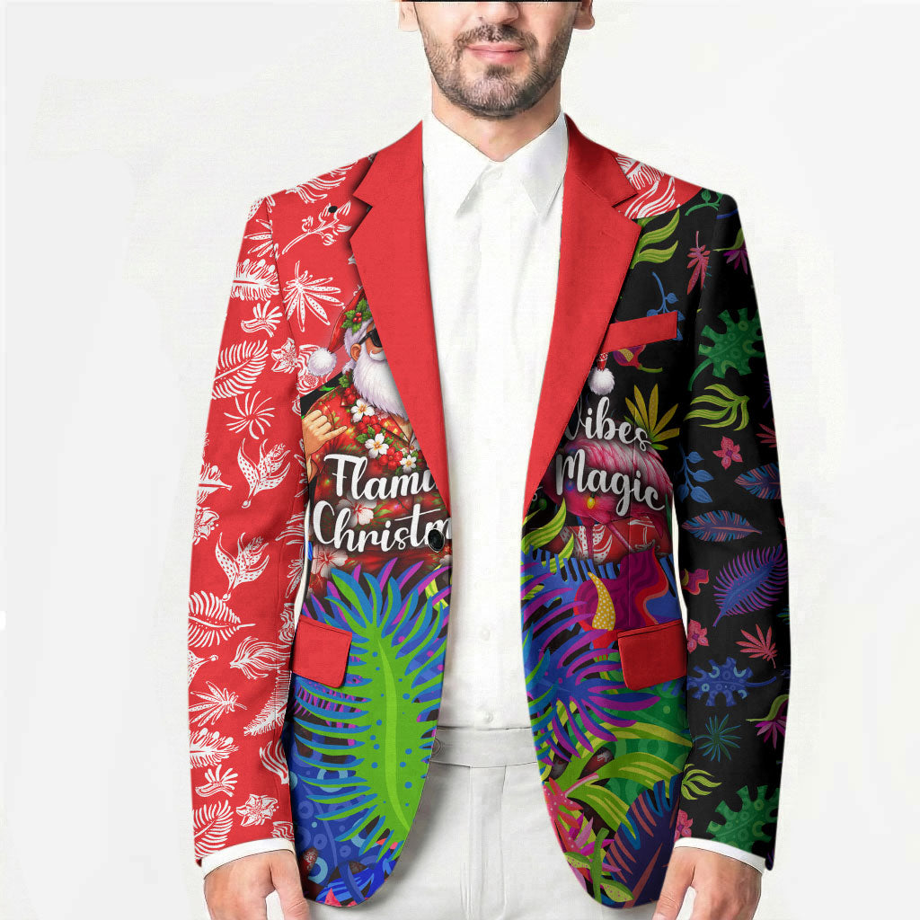 Christmas In July Flamingo Blazer Magic Santa Claus Festive Tropical Hawaiian Beach Birds