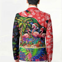 Christmas In July Flamingo Blazer Magic Santa Claus Festive Tropical Hawaiian Beach Birds
