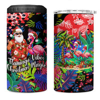 Christmas In July Flamingo 4 in 1 Can Cooler Tumbler Magic Santa Claus Festive Tropical Hawaiian Beach Birds
