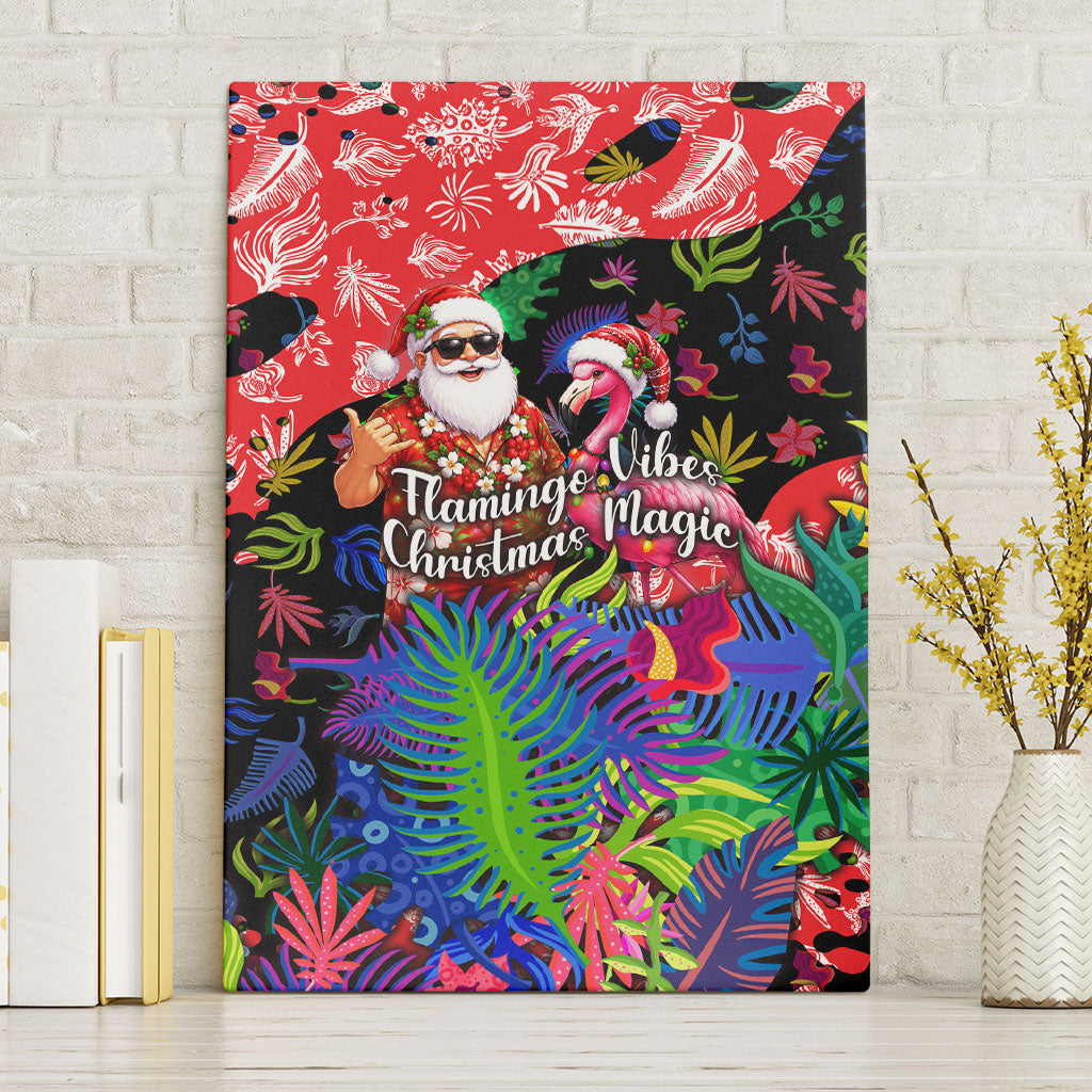 Christmas In July Flamingo Canvas Wall Art Magic Santa Claus Festive Tropical Hawaiian Beach Birds