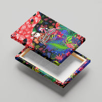 Christmas In July Flamingo Canvas Wall Art Magic Santa Claus Festive Tropical Hawaiian Beach Birds