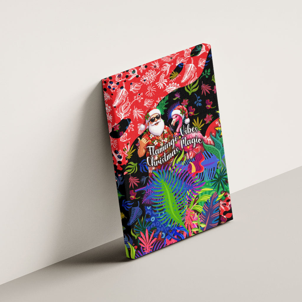 Christmas In July Flamingo Canvas Wall Art Magic Santa Claus Festive Tropical Hawaiian Beach Birds