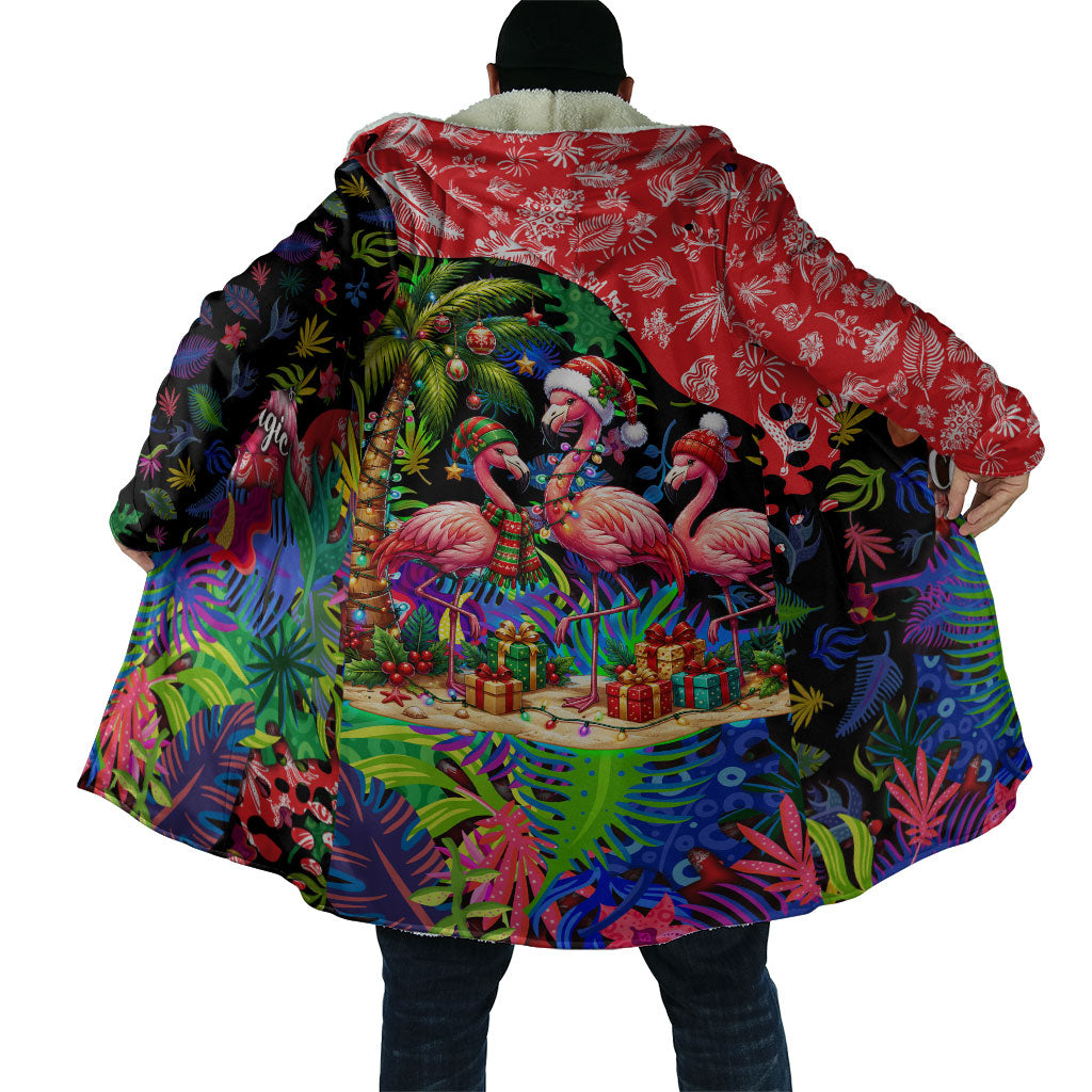 Christmas In July Flamingo Cloak Magic Santa Claus Festive Tropical Hawaiian Beach Birds