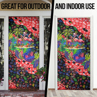 Christmas In July Flamingo Door Cover Magic Santa Claus Festive Tropical Hawaiian Beach Birds