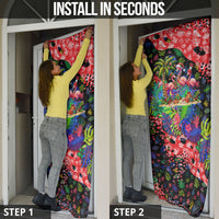 Christmas In July Flamingo Door Cover Magic Santa Claus Festive Tropical Hawaiian Beach Birds