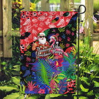 Christmas In July Flamingo Garden Flag Magic Santa Claus Festive Tropical Hawaiian Beach Birds