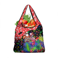 Christmas In July Flamingo Grocery Bag Magic Santa Claus Festive Tropical Hawaiian Beach Birds