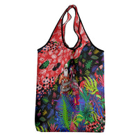 Christmas In July Flamingo Grocery Bag Magic Santa Claus Festive Tropical Hawaiian Beach Birds