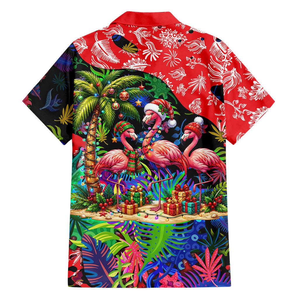 Christmas In July Flamingo Hawaiian Shirt Magic Santa Claus Festive Tropical Hawaiian Beach Birds