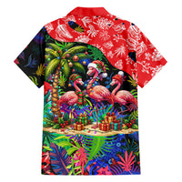 Christmas In July Flamingo Hawaiian Shirt Magic Santa Claus Festive Tropical Hawaiian Beach Birds