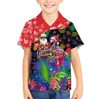 Christmas In July Flamingo Hawaiian Shirt Magic Santa Claus Festive Tropical Hawaiian Beach Birds