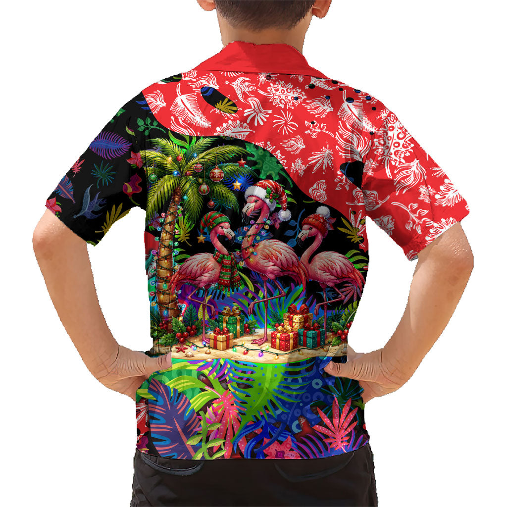 Christmas In July Flamingo Hawaiian Shirt Magic Santa Claus Festive Tropical Hawaiian Beach Birds
