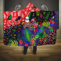 Christmas In July Flamingo Hooded Blanket Magic Santa Claus Festive Tropical Hawaiian Beach Birds