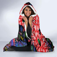 Christmas In July Flamingo Hooded Blanket Magic Santa Claus Festive Tropical Hawaiian Beach Birds