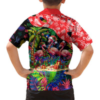 Christmas In July Flamingo Kid Hawaiian Shirt Magic Santa Claus Festive Tropical Hawaiian Beach Birds