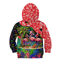Christmas In July Flamingo Kid Hoodie Magic Santa Claus Festive Tropical Hawaiian Beach Birds