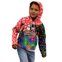 Christmas In July Flamingo Kid Hoodie Magic Santa Claus Festive Tropical Hawaiian Beach Birds