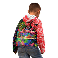 Christmas In July Flamingo Kid Hoodie Magic Santa Claus Festive Tropical Hawaiian Beach Birds
