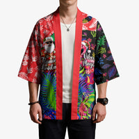 Christmas In July Flamingo Kimono Magic Santa Claus Festive Tropical Hawaiian Beach Birds