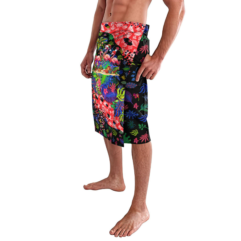 Christmas In July Flamingo Lavalava Magic Santa Claus Festive Tropical Hawaiian Beach Birds