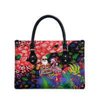 Christmas In July Flamingo Leather Bag Magic Santa Claus Festive Tropical Hawaiian Beach Birds