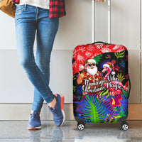 Christmas In July Flamingo Luggage Cover Magic Santa Claus Festive Tropical Hawaiian Beach Birds