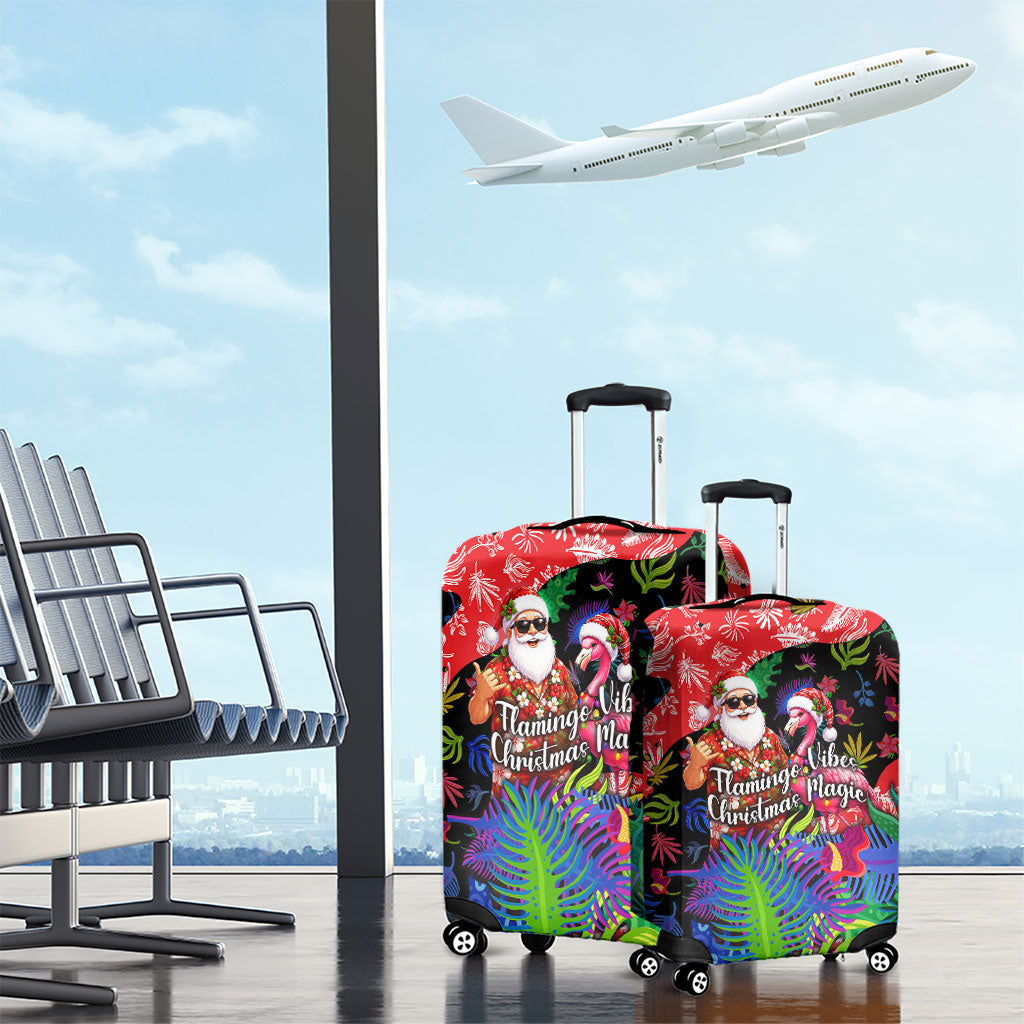 Christmas In July Flamingo Luggage Cover Magic Santa Claus Festive Tropical Hawaiian Beach Birds