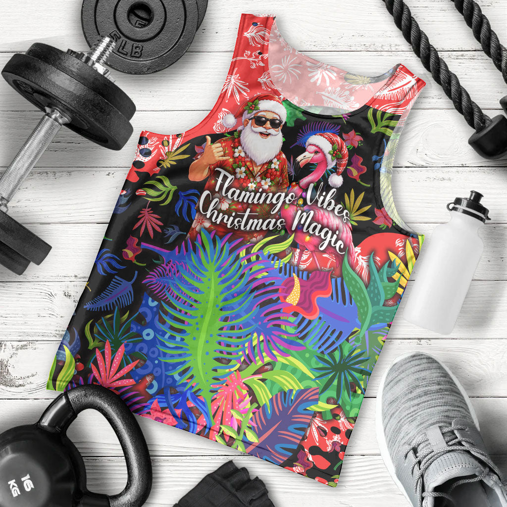 Christmas In July Flamingo Men Tank Top Magic Santa Claus Festive Tropical Hawaiian Beach Birds