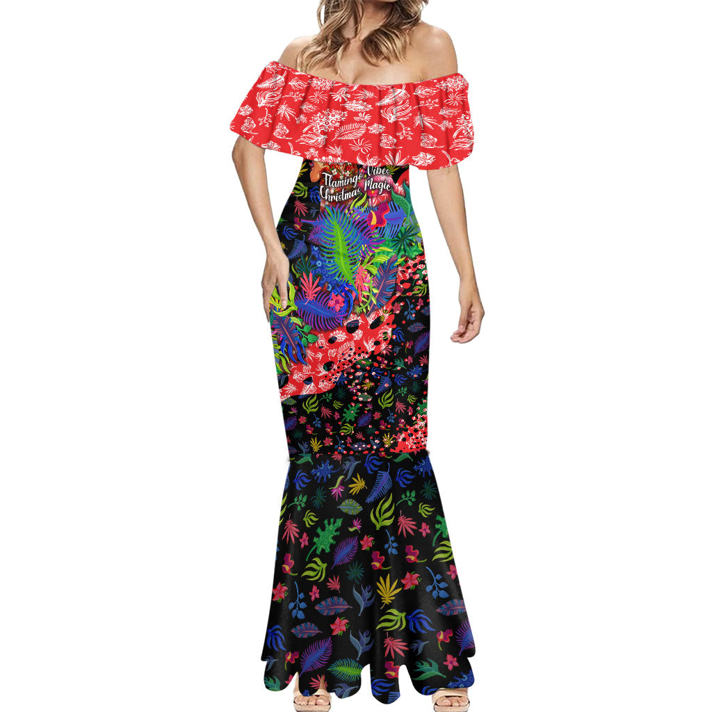 Christmas In July Flamingo Mermaid Dress Magic Santa Claus Festive Tropical Hawaiian Beach Birds