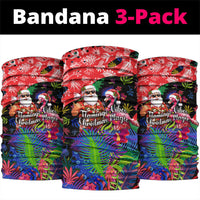 Christmas In July Flamingo Neck Gaiter Magic Santa Claus Festive Tropical Hawaiian Beach Birds