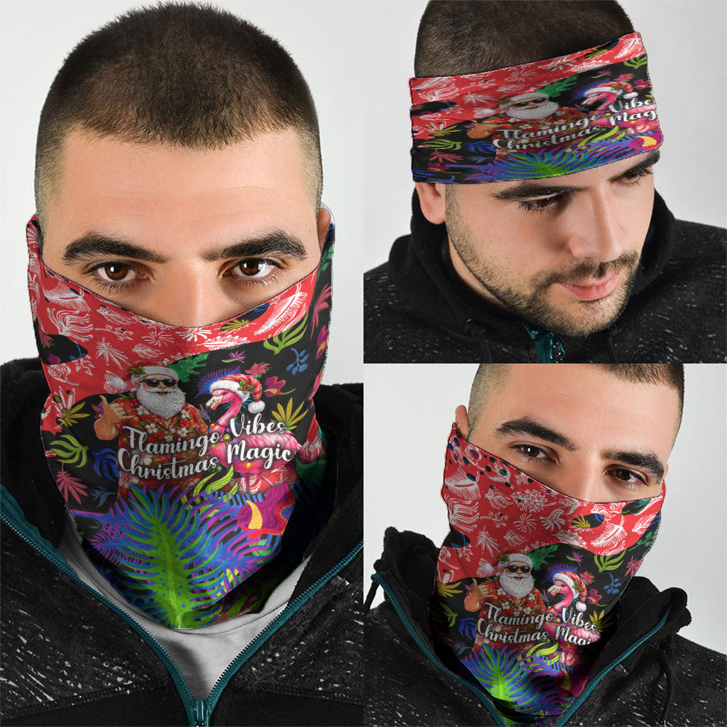 Christmas In July Flamingo Neck Gaiter Magic Santa Claus Festive Tropical Hawaiian Beach Birds