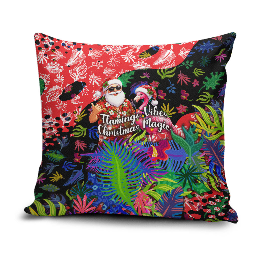 Christmas In July Flamingo Pillow Cover Magic Santa Claus Festive Tropical Hawaiian Beach Birds