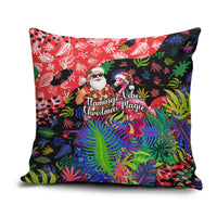 Christmas In July Flamingo Pillow Cover Magic Santa Claus Festive Tropical Hawaiian Beach Birds
