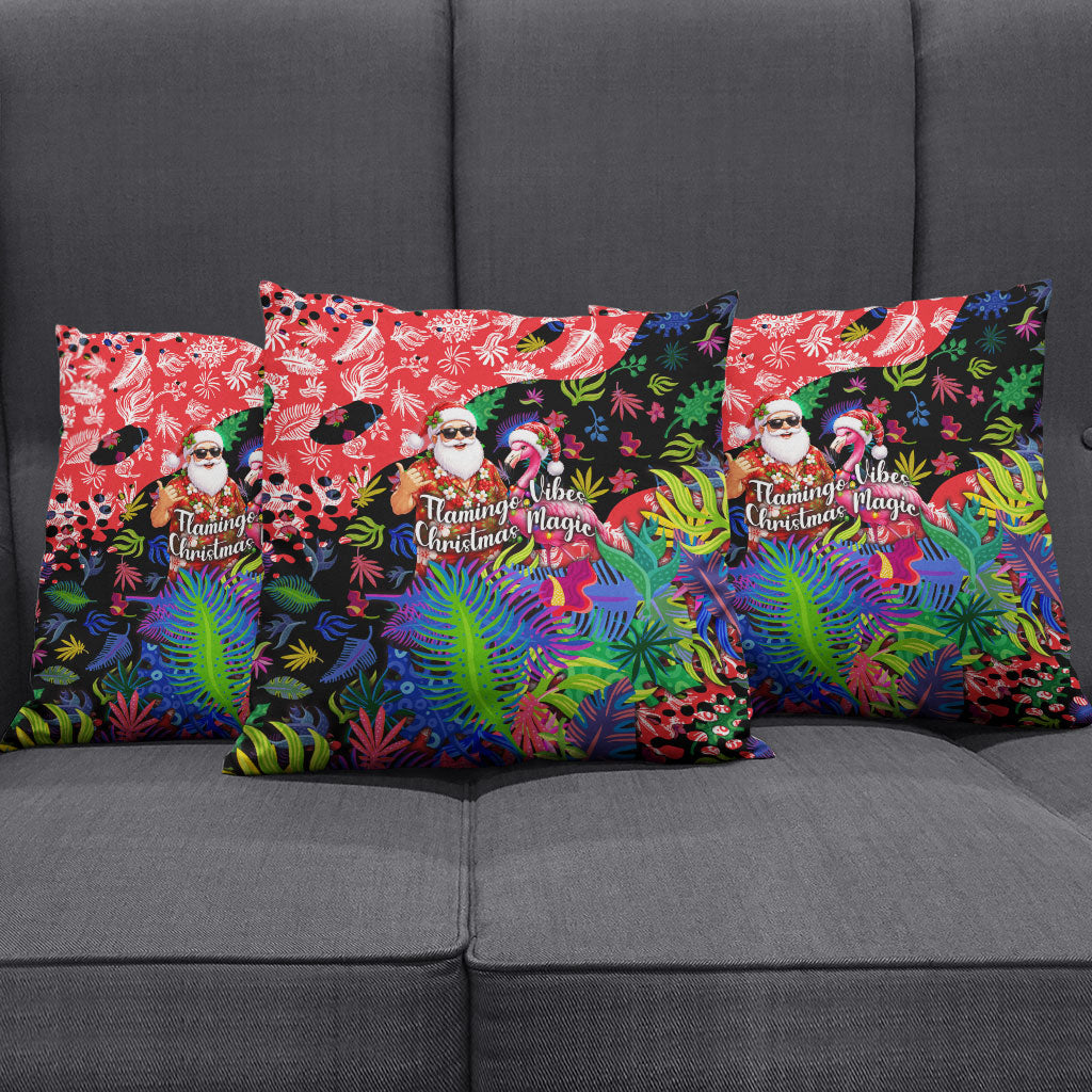 Christmas In July Flamingo Pillow Cover Magic Santa Claus Festive Tropical Hawaiian Beach Birds