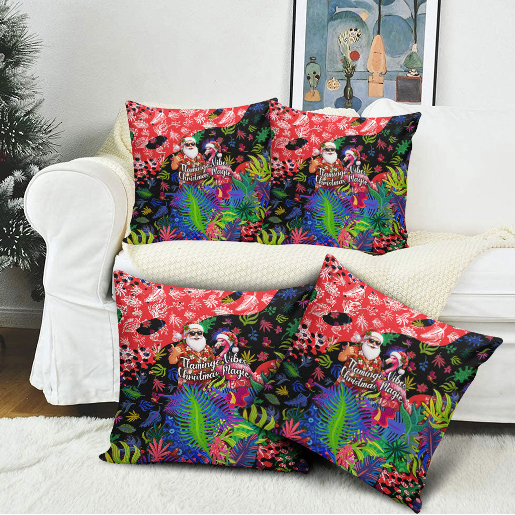 Christmas In July Flamingo Pillow Cover Magic Santa Claus Festive Tropical Hawaiian Beach Birds
