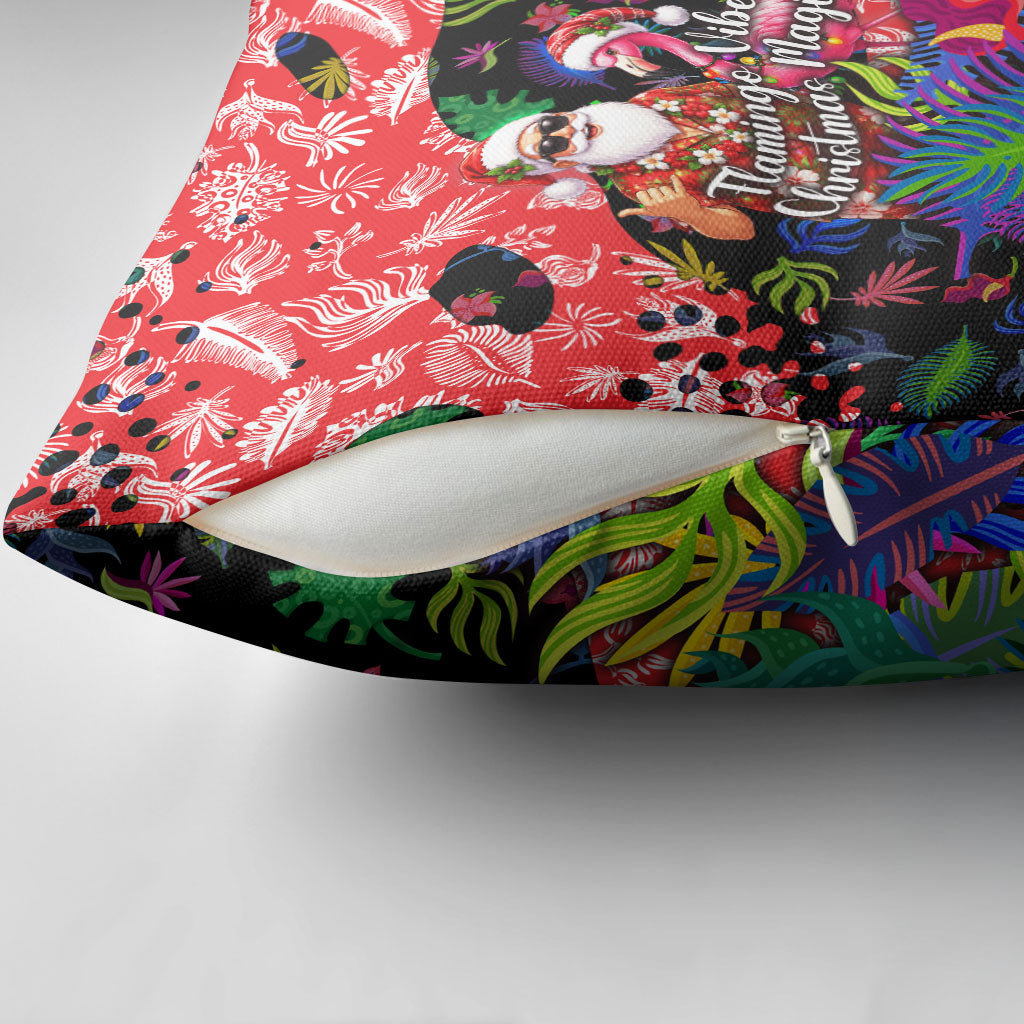 Christmas In July Flamingo Pillow Cover Magic Santa Claus Festive Tropical Hawaiian Beach Birds