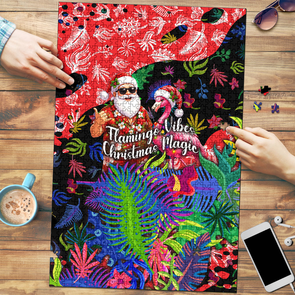 Christmas In July Flamingo Puzzle Magic Santa Claus Festive Tropical Hawaiian Beach Birds