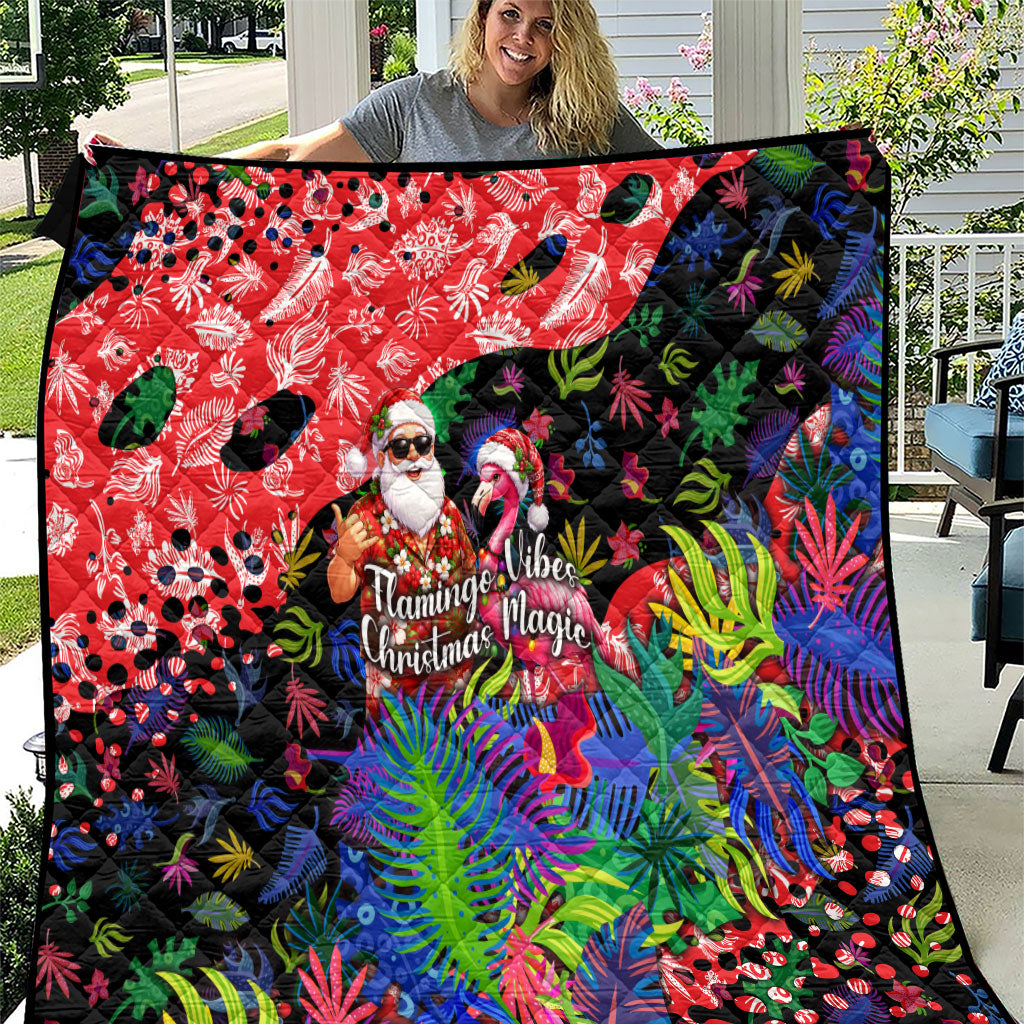 Christmas In July Flamingo Quilt Magic Santa Claus Festive Tropical Hawaiian Beach Birds