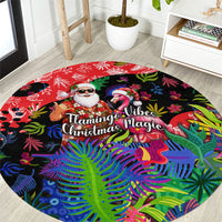 Christmas In July Flamingo Round Carpet Magic Santa Claus Festive Tropical Hawaiian Beach Birds