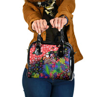 Christmas In July Flamingo Shoulder Handbag Magic Santa Claus Festive Tropical Hawaiian Beach Birds