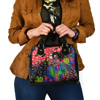Christmas In July Flamingo Shoulder Handbag Magic Santa Claus Festive Tropical Hawaiian Beach Birds