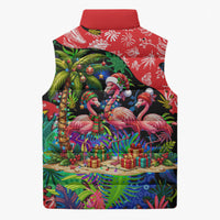Christmas In July Flamingo Sleeveless Puffer Jacket Magic Santa Claus Festive Tropical Hawaiian Beach Birds