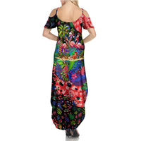 Christmas In July Flamingo Summer Maxi Dress Magic Santa Claus Festive Tropical Hawaiian Beach Birds