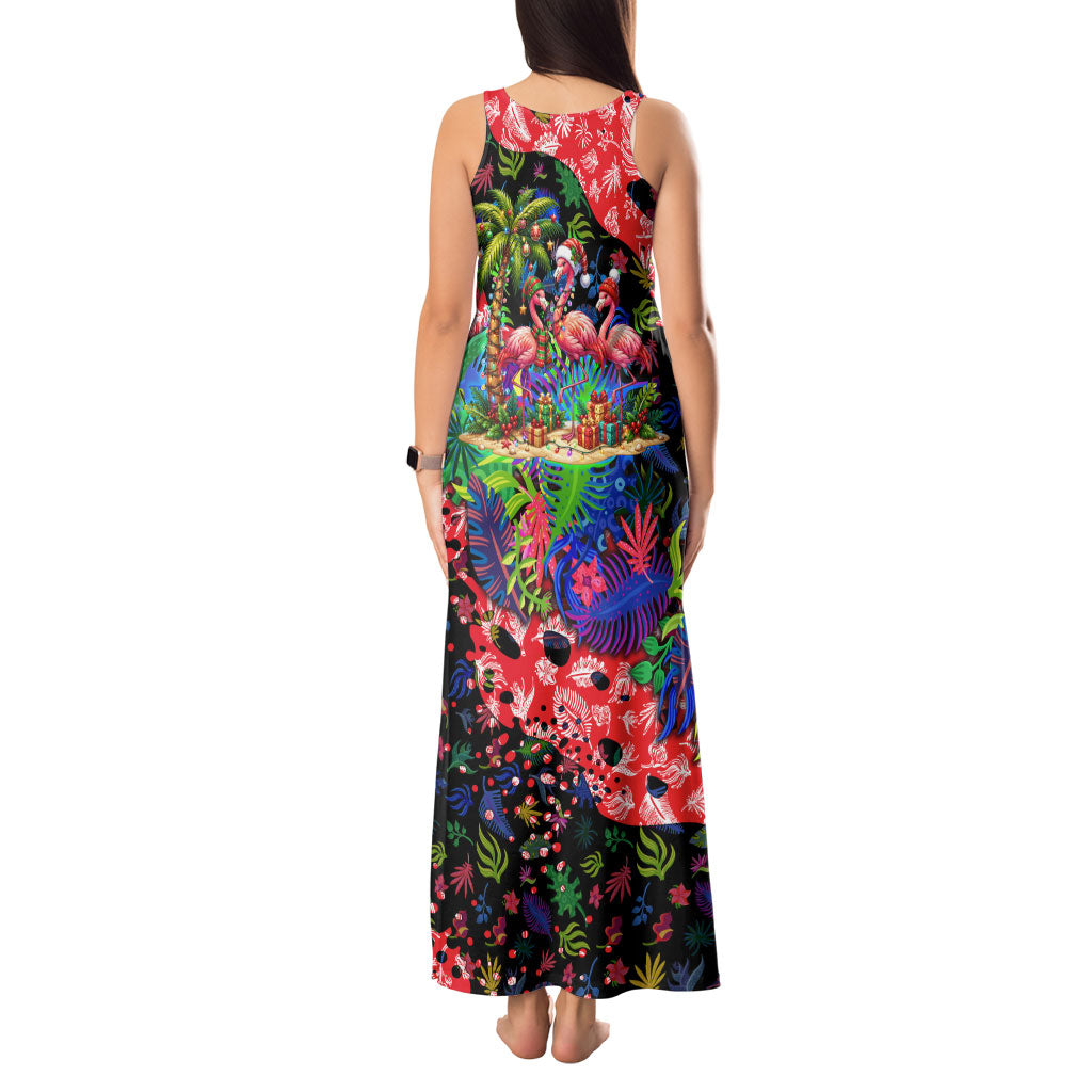 Christmas In July Flamingo Tank Maxi Dress Magic Santa Claus Festive Tropical Hawaiian Beach Birds
