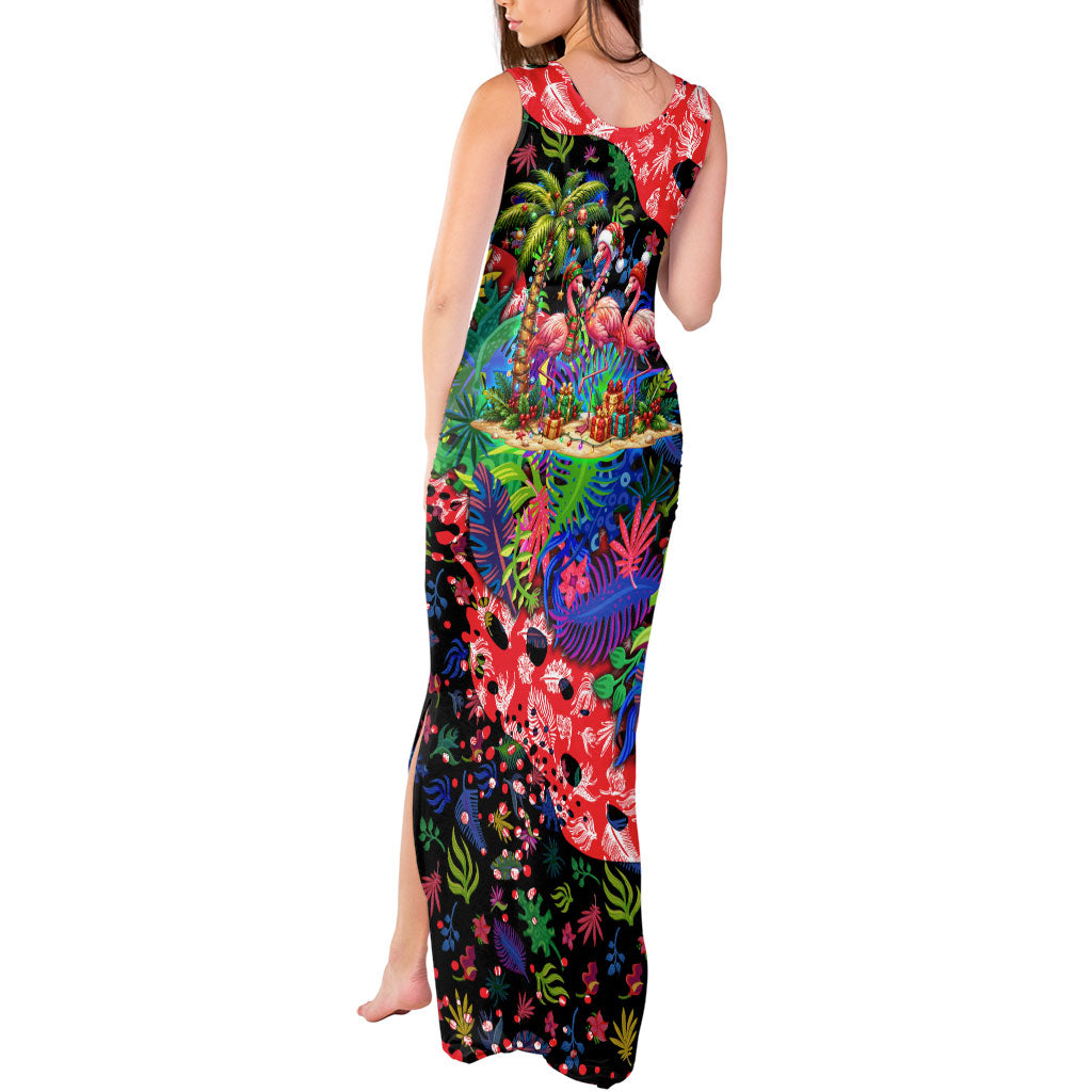 Christmas In July Flamingo Tank Maxi Dress Magic Santa Claus Festive Tropical Hawaiian Beach Birds